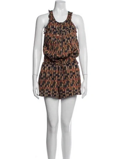 Pre-owned Isabel Marant Étoile Printed Scoop Neck Romper In Brown