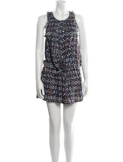 Pre-owned Isabel Marant Étoile Printed Scoop Neck Romper W/ Tags In Blue