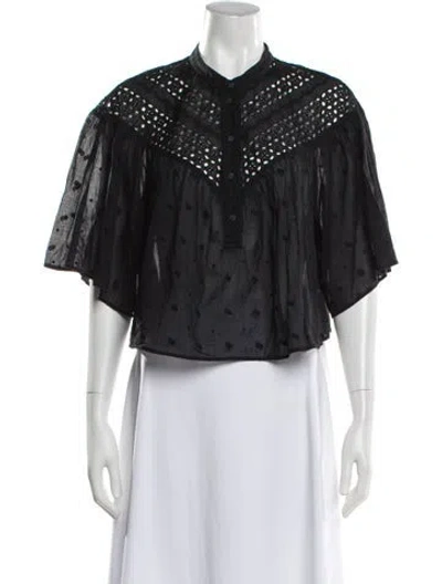 Pre-owned Isabel Marant Étoile Printed Short Sleeve Blouse In Black