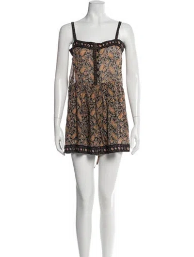 Pre-owned Isabel Marant Étoile Printed Square Neckline Romper In Brown