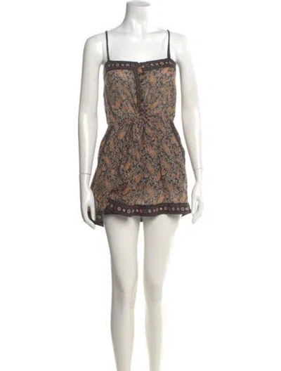 Pre-owned Isabel Marant Étoile Printed Square Neckline Romper In Yellow