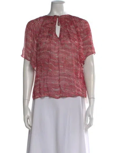 Pre-owned Isabel Marant Étoile Printed Tie Neck Blouse W/ Tags In Red