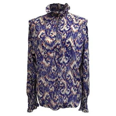 Isabel Marant Etoile Printed Turtleneck Blouse In Multicolor Silk In Purple