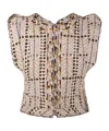 Isabel Marant Étoile Printed Buttoned Fitted Sleeveless Top In Nude