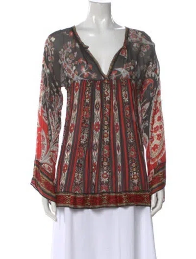 Pre-owned Isabel Marant Étoile Printed V-neck Blouse In Black