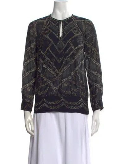 Pre-owned Isabel Marant Étoile Printed V-neck Blouse In Blue