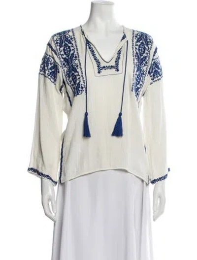 Pre-owned Isabel Marant Étoile Printed V-neck Blouse In Blue/neutrals