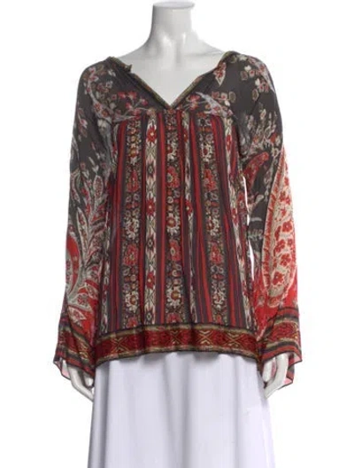 Pre-owned Isabel Marant Étoile Printed V-neck Blouse In Multi