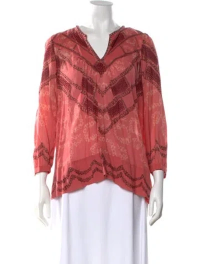 Pre-owned Isabel Marant Étoile Printed V-neck Blouse In Red