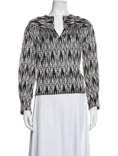 Pre-owned Isabel Marant Étoile Printed V-neck Blouse W/ Tags In Blue