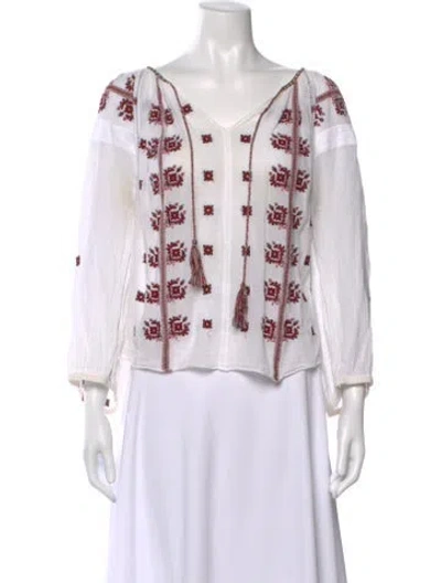 Pre-owned Isabel Marant Étoile Printed V-neck Blouse In White
