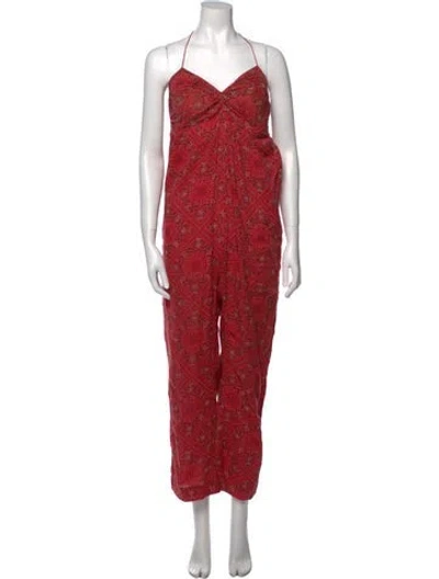 Pre-owned Isabel Marant Étoile Printed V-neck Jumpsuit In Red