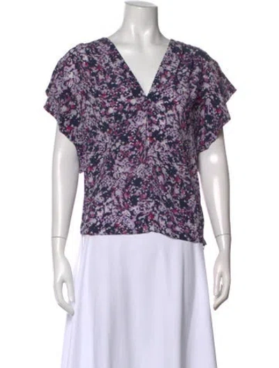 Pre-owned Isabel Marant Étoile Printed V-neck Top In Blue