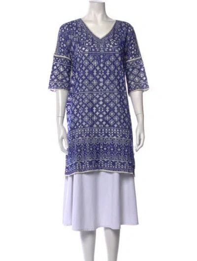 Pre-owned Isabel Marant Étoile Printed V-neck Tunic In Blue