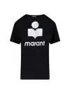Isabel Marant Étoile Zewel Metallic Logo Slub Linen Graphic T-shirt In Black