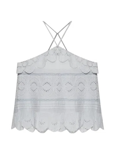 Isabel Marant Étoile Prisha Halterneck Lace Top Scalloped Hem In White
