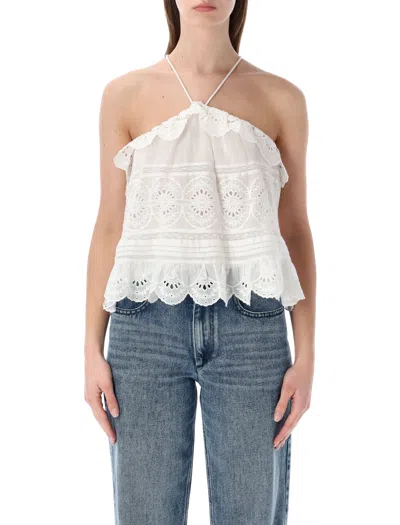 Isabel Marant Etoile Prisha White Embroidered Tanky Top