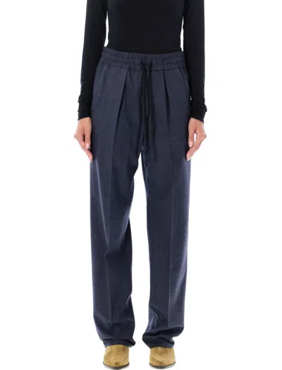 Isabel Marant Étoile Priska Pleated Prince Of Wales Checked Wool-blend Pants In Blue