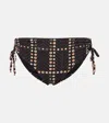 Isabel Marant Étoile Prudige Printed Mid-rise Bikini Bottoms In Black