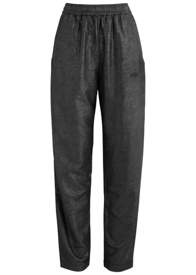 Isabel Marant Étoile Prunelia Metallic Cotton Sweatpants In Metallic Silver