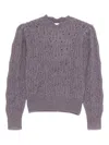 Isabel Marant Étoile Blue-violet Openwork Alpaca-blend Sweater In Gray