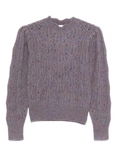Isabel Marant Étoile Puff-sleeve Open-knit Sweater In Gray
