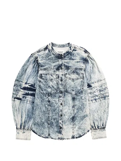 Isabel Marant Étoile Long Sleeve Denim Shirt Chest Pockets In Multi