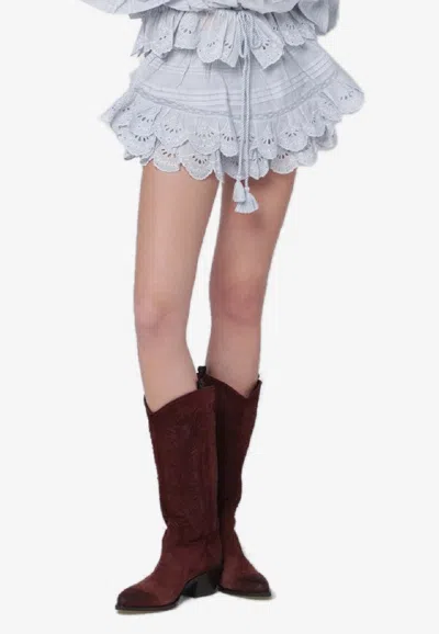 Isabel Marant Étoile Puria Ruffled Mini Shorts In Blue