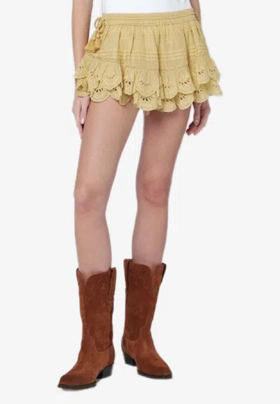 Isabel Marant Étoile Puria Ruffled Mini Shorts In Yellow