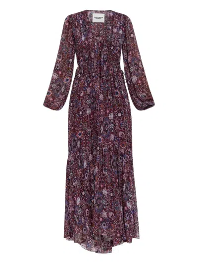 Isabel Marant Étoile Isabel Marant Etoile Briane Long Printed Crepe Dress In Purple