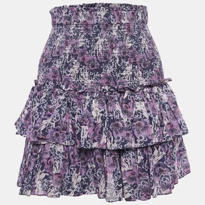 Pre-owned Isabel Marant Étoile Purple Floral Print Cotton Naomi Shirring Tiered Mini Skirt S