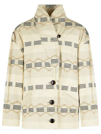 Isabel Marant Étoile 'quayla' Beige Cotton Blend Jacket In Pattern