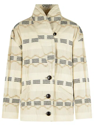 ISABEL MARANT ÉTOILE 'QUAYLA' BEIGE COTTON BLEND JACKET