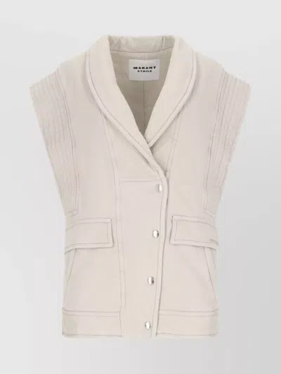 ISABEL MARANT ÉTOILE QUILTED SHAWL COLLAR JACKET WITH FRONT POCKETS