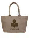 Isabel Marant Étoile Rectangular Brown Cow Leather Tote Bag With Logo In Brown