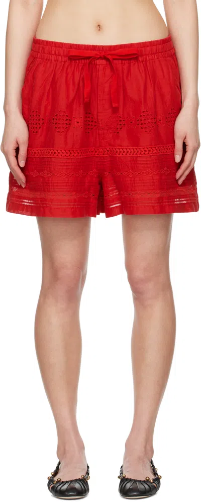 ISABEL MARANT ÉTOILE RED DAMINA SHORTS