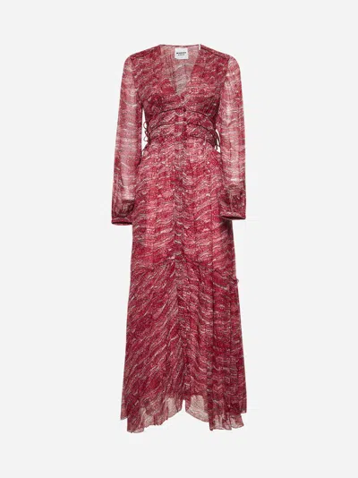 ISABEL MARANT ÉTOILE RED PRINTED MUSLIN LONG AMARA DRESS