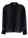 ISABEL MARANT ÉTOILE RELAXED BLACK BLOUSE WITH VOLANT IN SEMI-SHEER COTTON WOMAN