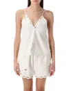 Isabel Marant Étoile Lightweight Embroidered V-neck Top With Scalloped Edges In White