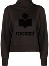 Isabel Marant Étoile Relaxed Fit Crop Sweatshirt With Textured Logo Graphic In Brown