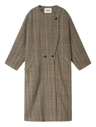 Isabel Marant Étoile Renee Checked Button Coat In Brown