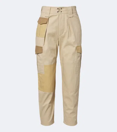 Isabel Marant Étoile Renzae Patchwork Cotton Cargo Pants In Neutral
