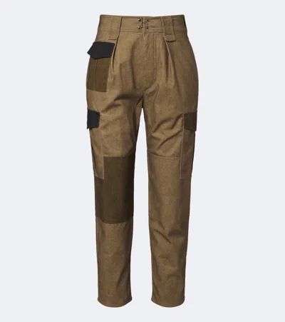 Isabel Marant Étoile Renzae Patchwork Cotton Cargo Pants In Multi