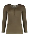 Isabel Marant Étoile Ribbed Texture Round Neck Long Sleeves Top In Brown