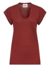 Isabel Marant Étoile Ribbed V-neck T-shirt In Red