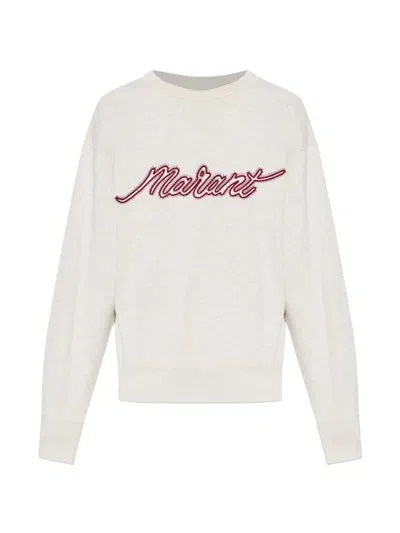 Isabel Marant Étoile Marant Etoile The Rise Heathered Cotton Fleece Sweatshirt With Embroidered Logo In Neutral