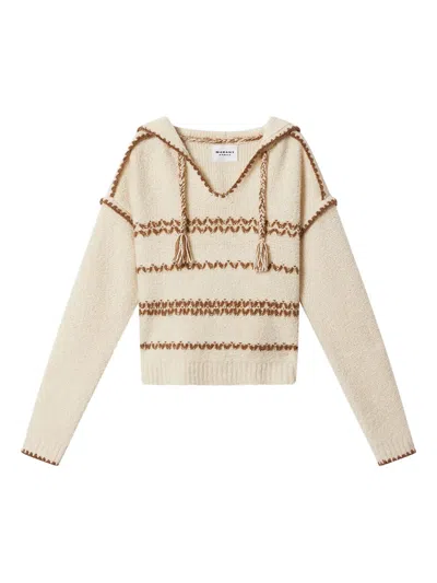 Isabel Marant Etoile Womens Ecru/bronze Romera Embroidered Wool-blend Hoodie In White