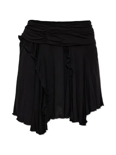 Isabel Marant Étoile Rosinda Ruched-waist Ruffled Mini Skirt In Black