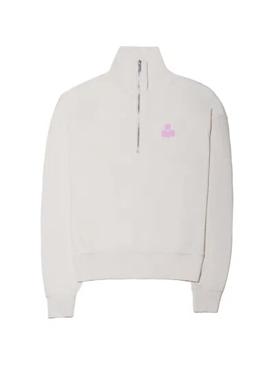 Isabel Marant Étoile Ross Logo-print Quarter-zip Sweater In Gray