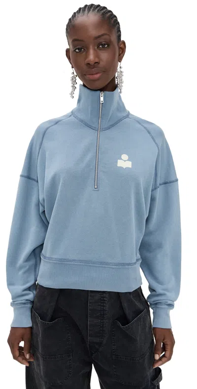 Isabel Marant Étoile Ross Sweatshirt Slate Blue/ecru In Multi